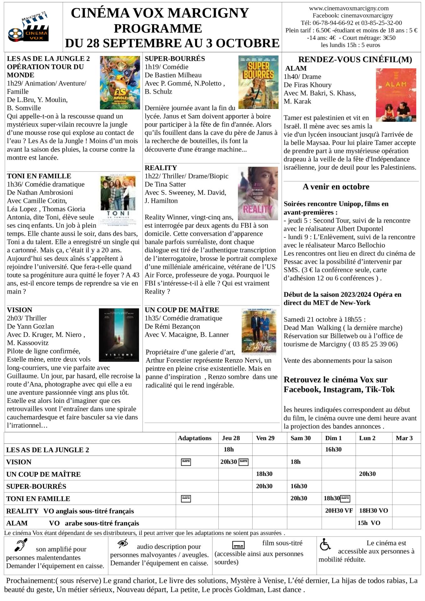 programme cinéma
